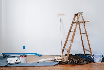 Ladder in a renovated room of an updated home