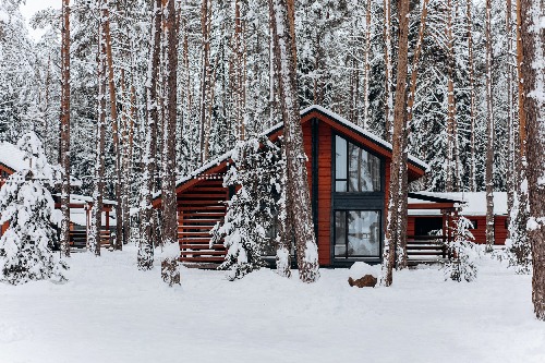 Wintery house covered in snow